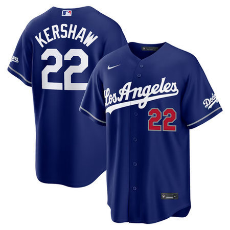 Men's Los Angeles Dodgers #22 Clayton Kershaw Nike Royal Alternate Stadium Jersey