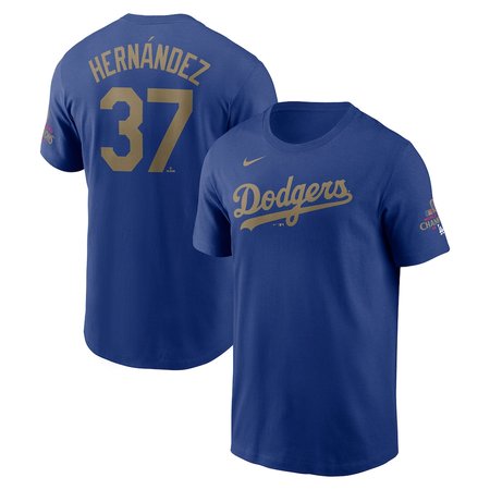 Youth Los Angeles Dodgers #37 Teoscar Hernandez Royal 2025 Gold Collection Name & Number T-Shirt