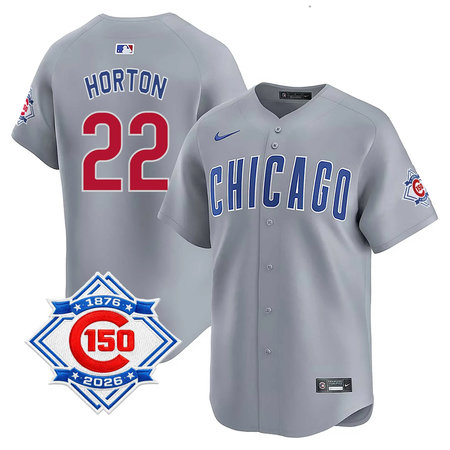 Men's Chicago Cubs #22 Cade Horton Grey Nike Road Vapor Limited 150th Anniversary Authentic Lettering Jersey