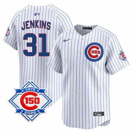 Youth Chicago Cubs #31 Fergie Jenkins White Nike Home Vapor Limited 150th Anniversary Authentic Lettering Jersey