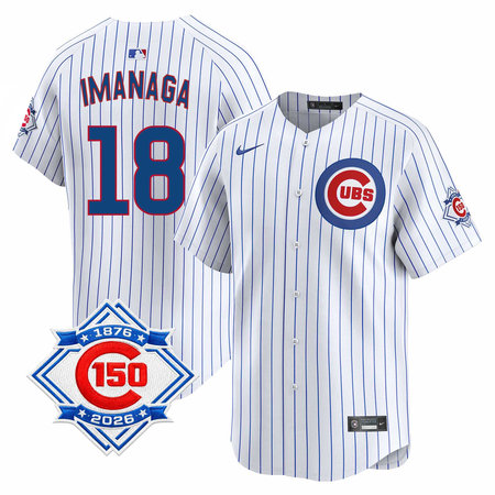Men's Chicago Cubs #18 Shota Imanaga White Nike Home Vapor Limited 150th Anniversary Authentic Lettering Jersey