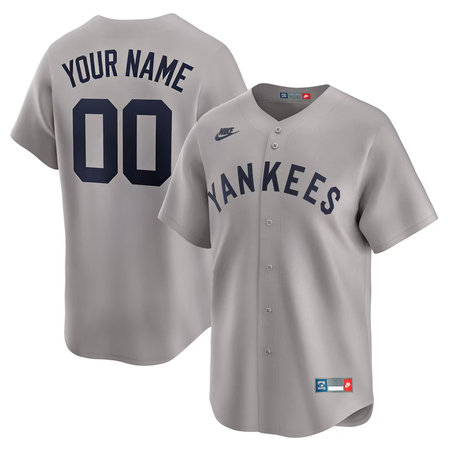 Men's New York Yankees Nike Gray Throwback Cooperstown Collection Limited Custom Jersey