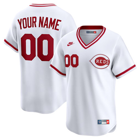 Men's Cincinnati Reds Nike White Throwback Cooperstown Collection Limited Custom Jersey