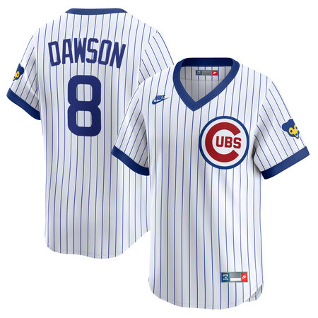 Men's Chicago Cubs #8 Andre Dawson Nike White Throwback Cooperstown Collection Limited Jersey