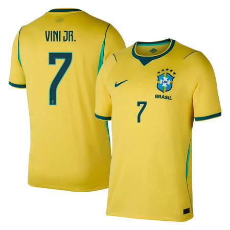 Men's Vini Jr. #7 Brazil Home Replica Jersey World Cup 2026