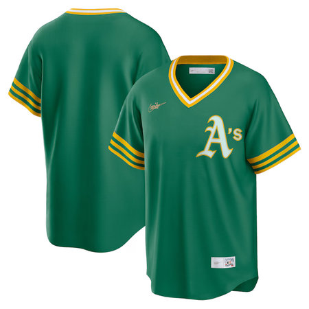 Men's Oakland Athletics Nike Green Kelly Road Cooperstown Collection Team Jersey