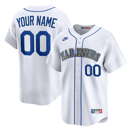 Men's Seattle Mariners Nike White Throwback Cooperstown Collection Limited Custom Jersey