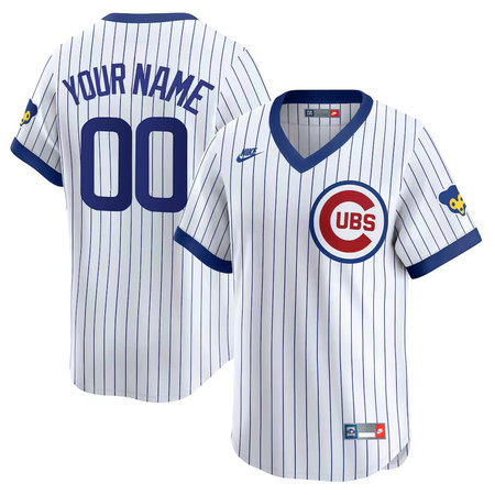 Men's Chicago Cubs Nike White Throwback Cooperstown Collection Limited Custom Jersey