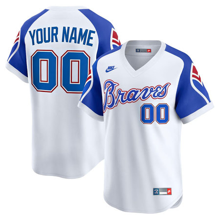 Men's Atlanta Braves Nike White Throwback Cooperstown Collection Limited Custom Jersey