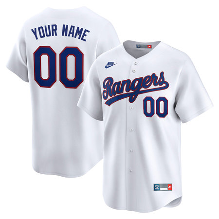 Men's Texas Rangers Nike White Cooperstown Collection Limited Custom Jersey