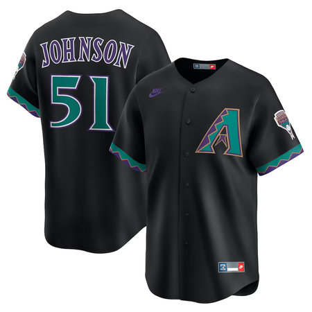 Men's Arizona Diamondbacks #51 Randy Johnson Nike Black Throwback Cooperstown Collection Limited Jersey