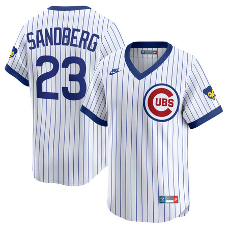 Men's Chicago Cubs #23 Ryne Sandberg Nike White Throwback Cooperstown Collection Limited Jersey