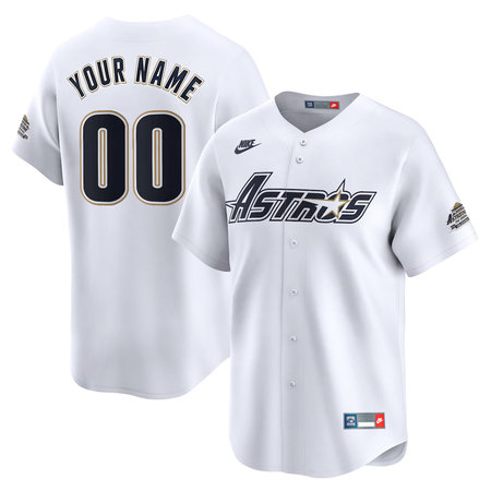 Youth Houston Astros Nike White Throwback Cooperstown Collection Limited Custom Jersey