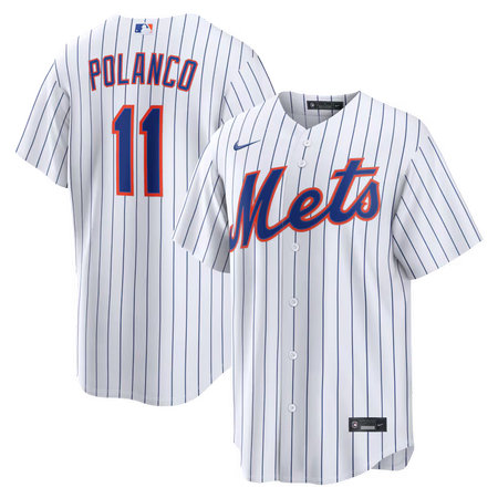 Men's New York Mets #11 Jorge Polanco Nike White Home Replica Jersey