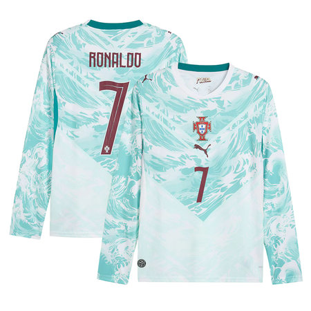 Men's Cristiano Ronaldo #7 Portugal Away Replica Long Sleeve Jersey World Cup 2026