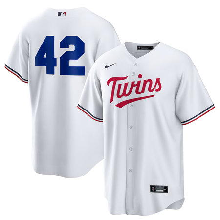Men's Minnesota Twins #42 Jackie Robinson Nike White Home 2025 Jackie Robinson Day Replica Jersey