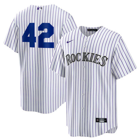 Men's Colorado Rockies #42 Jackie Robinson Nike White Home 2025 Jackie Robinson Day Replica Jersey