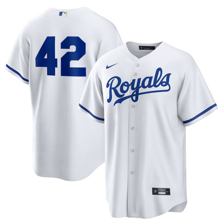 Men's Kansas City Royals #42 Jackie Robinson Nike White Home 2025 Jackie Robinson Day Replica Jersey
