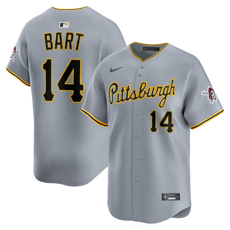 Men's Pittsburgh Pirates #14 Joey Bart Nike Gray Road Limited Jersey