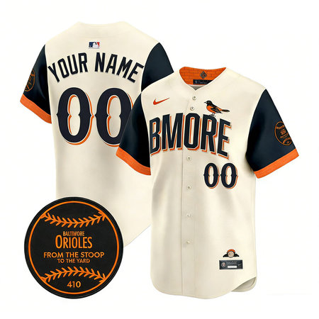 Men's Baltimore Orioles Cream 2026 City Connect Stitched Custom Jersey