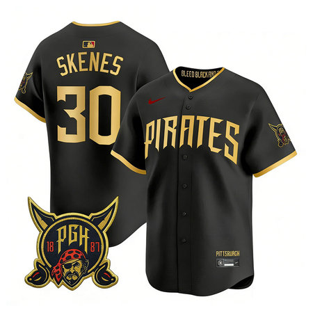Men's Pittsburgh Pirates #30 Paul Skenes Black 2026 City Connect Stitched Jersey