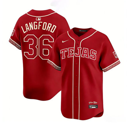 Men's Texas Rangers #36 Wyatt Langford Red 2026 City Connect Stitched Jersey