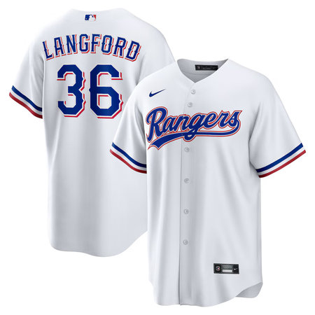 Men's Texas Rangers #36 Wyatt Langford Nike White Home Replica Jersey
