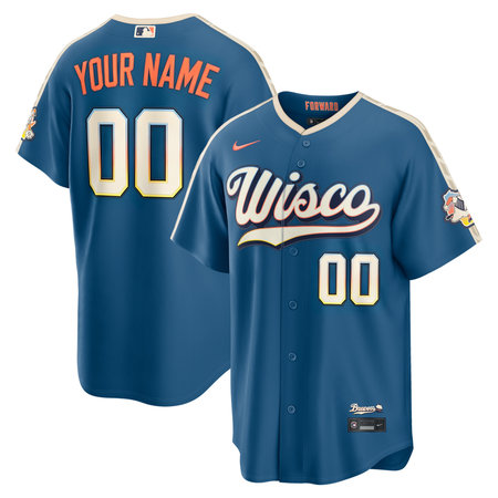 Men's Milwaukee Brewers Nike Mineral Blue 2026 City Connect Authentic Sponsor Patch Custom Jersey
