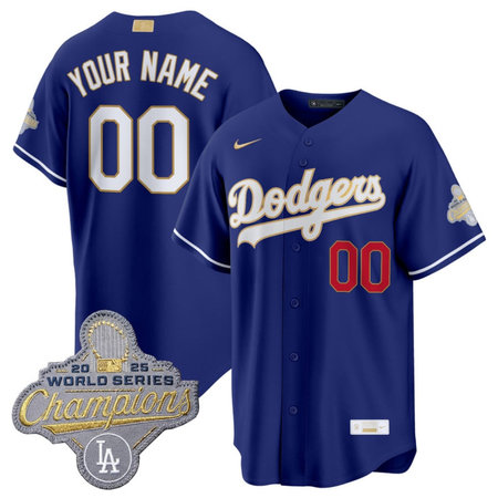 Youth Los Angeles Dodgers Custom Royal 2026 Alternate Gold Collection Stadium Jersey