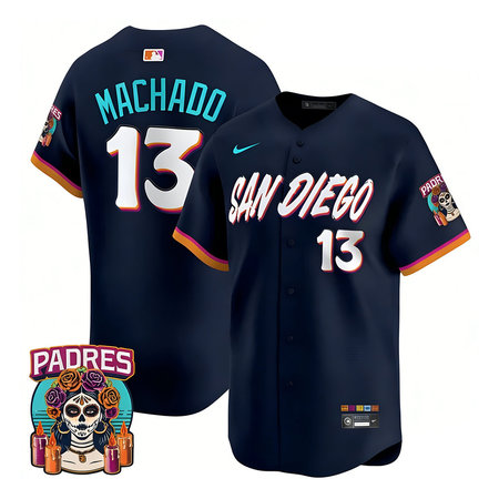 Men's San Diego Padres #13 Menny Machado Navy 2026 City Connect Stitched Jersey-Button Up