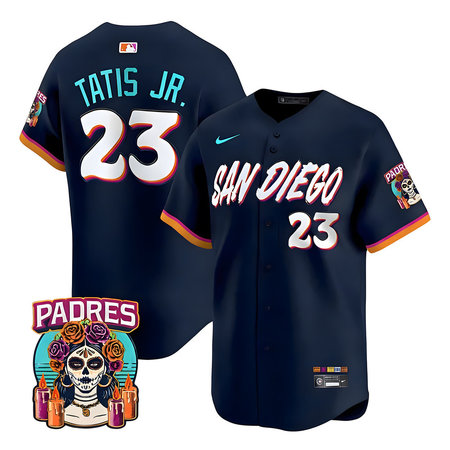 Men's San Diego Padres #23 Fernando Tatis Jr. Navy 2026 City Connect Stitched Jersey-Button Up