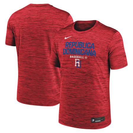Men's Dominican Republic Baseball Red 2026 World Baseball Classic Velocity Dri-FIT T-Shirt