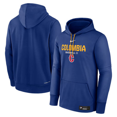Men's Colombia Baseball Royal 2026 World Baseball Classic Collection Dri-FIT Long Sleeve Hooded T-Shirt