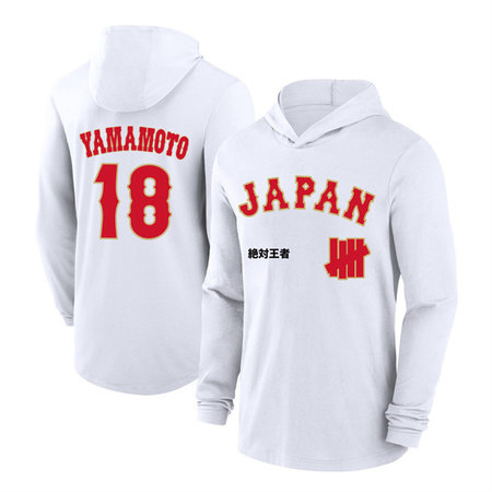 Men's Japan Baseball #18 Yoshinobu Yamamoto White 2026 World Baseball Classic Club Hoodie