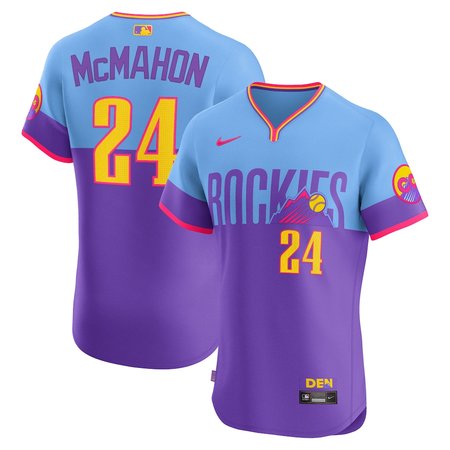 Youth Colorado Rockies #24 Ryan McMahon Nike Purple/Light Blue 2025 City Connect Elite Player Jersey