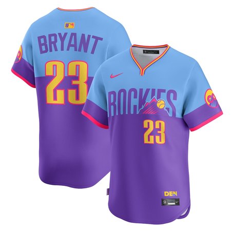Men's Colorado Rockies #23 Kris Bryant Nike Purple/Light Blue 2025 City Connect Limited Player Jersey