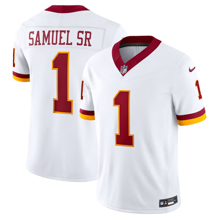 Men's Washington Commanders #1 Deebo Samuel Sr Nike White Super Bowl Era Vapor F.U.S.E. Sewn Down Limited Jersey