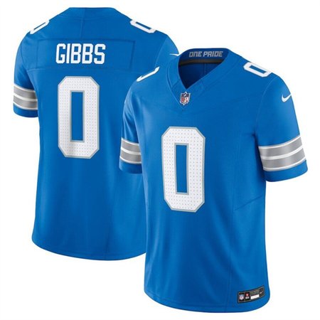 Men's Detroit Lions #0 Jahmyr Gibbs Blue 2025 F.U.S.E. Vapor Limited Stitched Jersey