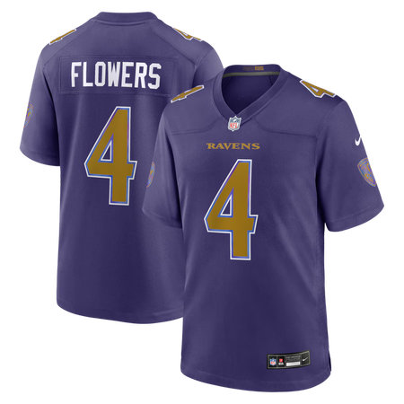 Men's Baltimore Ravens #4 Zay Flowers Nike Purple Alternate Game Jersey