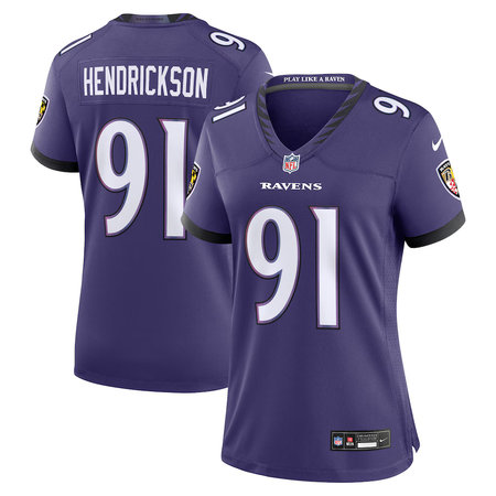 Women's Baltimore Ravens #91 Trey Hendrickson Nike Purple Team Game Jersey
