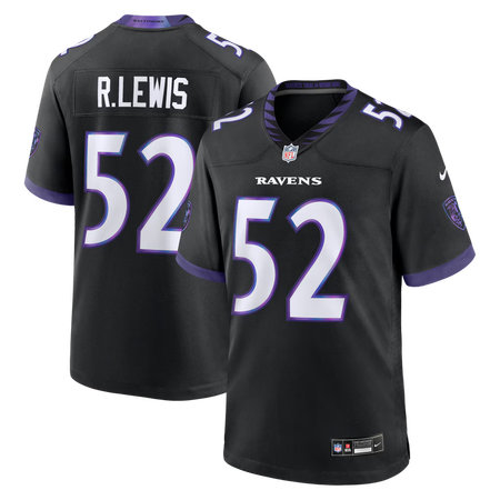 Men's Baltimore Ravens #52 Ray Lewis Nike Black Alternate Retired Player Game Jersey