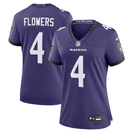Women's Baltimore Ravens #4 Zay Flowers Nike Purple Team Game Jersey
