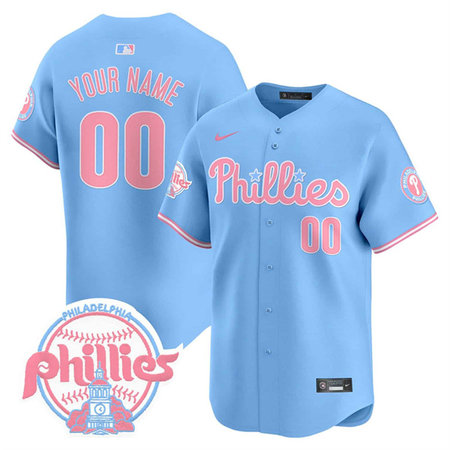 Men's Philadelphia Phillies Bubblegum Light Blue Vapor Premier Limited Stitched Custom Jersey
