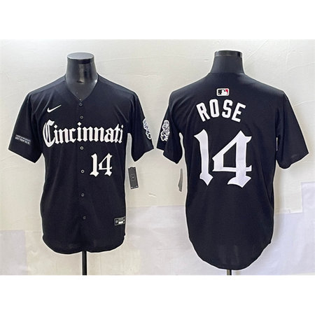 Youth Cincinnati Reds #14 Pete Rose Black "Gothic Queen City Edition" Vapor Premier Limited Stitched Baseball Jersey