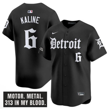 Men's Detroit Tigers #6 Al Kaline Black "Motor Gothic Edition" Vapor Premier Limited Stitched Baseball Jersey