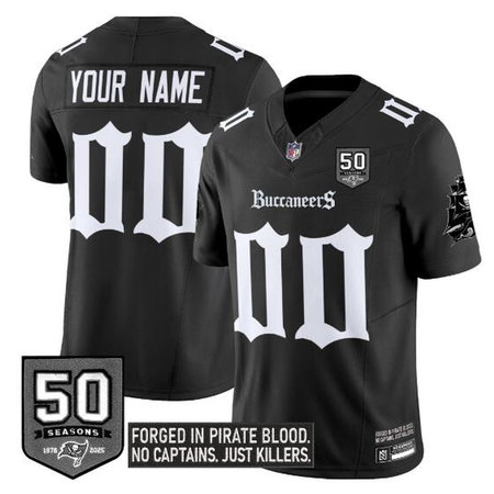 Men's Tampa Bay Buccaneers Black F.U.S.E. "Gothic Pirate Shadows Edition" 50th Season Patch Limited Stitched Football Custom Jersey