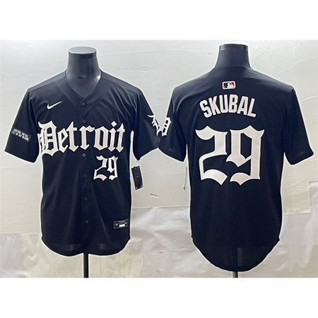 Men's Detroit Tigers #29 Tarik Skubal Black "Motor Gothic Edition" Vapor Premier Limited Stitched Baseball Jersey