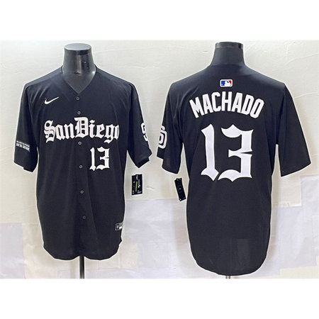 Youth San Diego Padres #13 Manny Machado Black Gothic Edition Vapor Limited Stitched Baseball Jersey