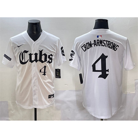 Youth Chicago Cubs #4 Pete Crow-Armstrong White "Gothic North Side Edition" Vapor Premier Limited Stitched Baseball Jersey
