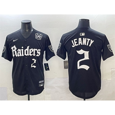 Men's Las Vegas Raiders #2 Ashton Jeanty Black "Gothic Sin City Shadows Edition" With 65th Anniversary Patch Vapor Limited Stitched Baseball Jersey